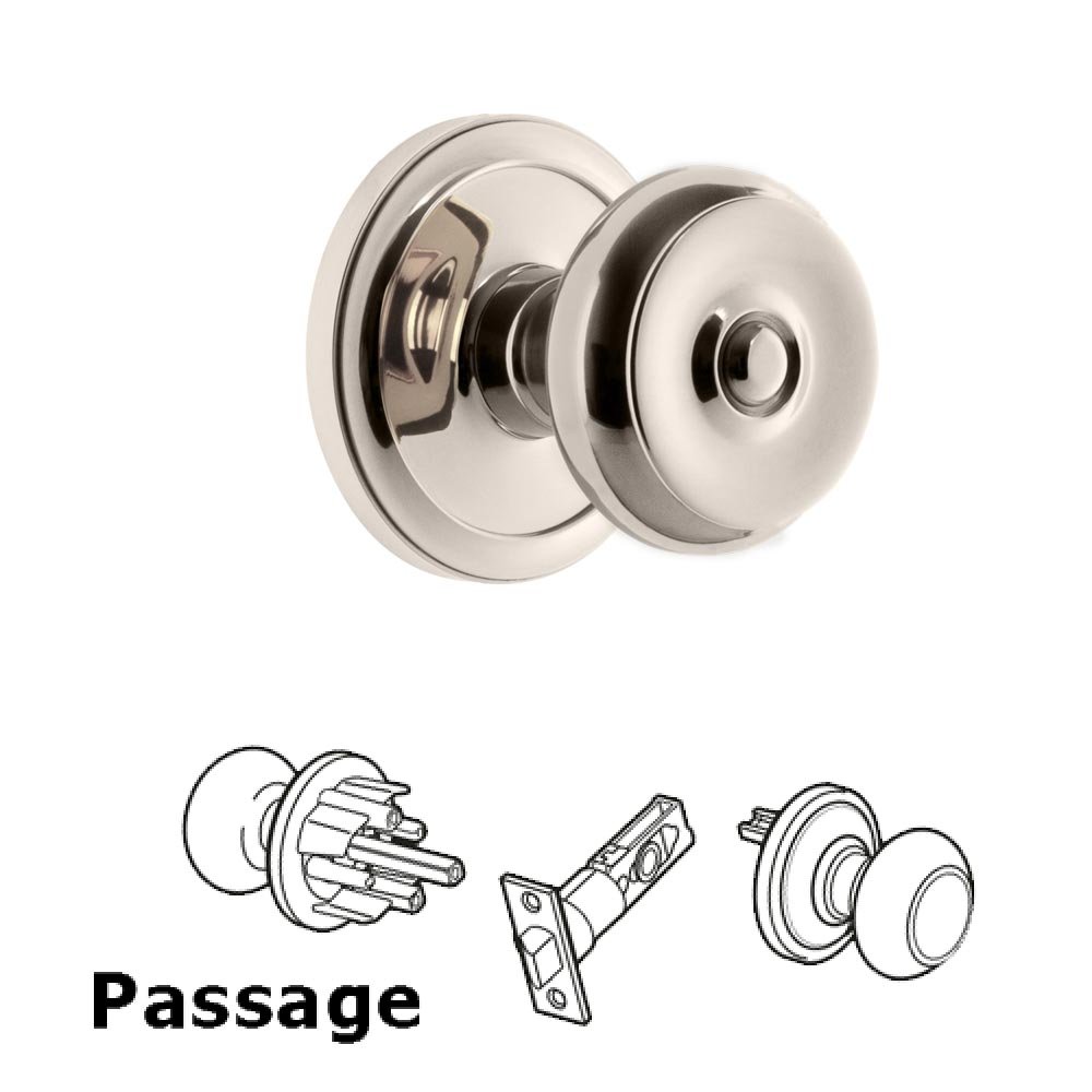 Grandeur Circulaire Rosette Passage with Bouton Knob in Polished Nickel