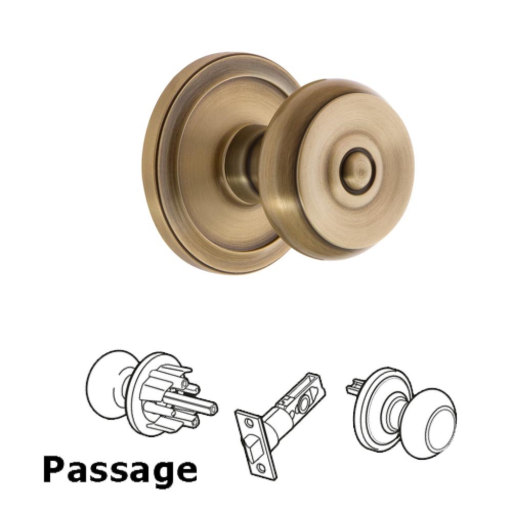 Grandeur Circulaire Rosette Passage with Bouton Knob in Vintage Brass