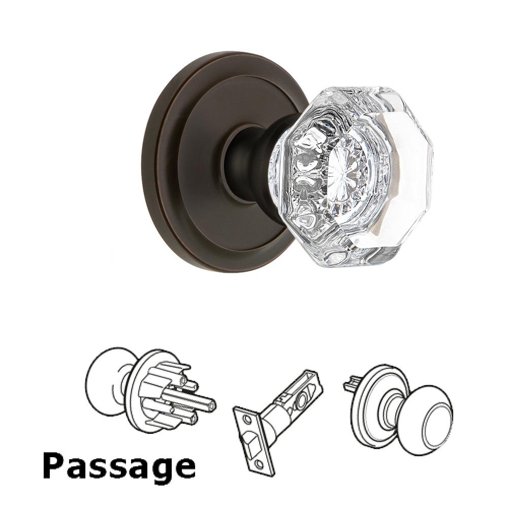 Grandeur Circulaire Rosette Passage with Chambord Crystal Knob in Timeless Bronze