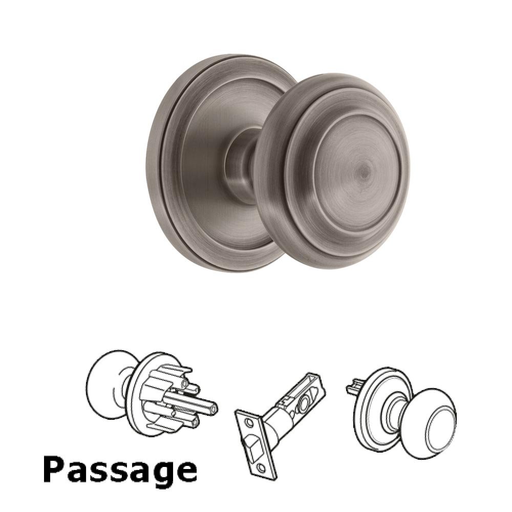 Grandeur Circulaire Rosette Passage with Circulaire Knob in Antique Pewter