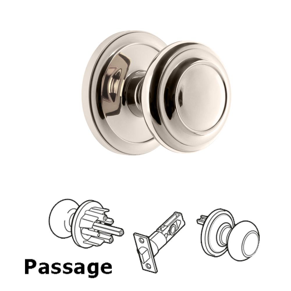 Grandeur Circulaire Rosette Passage with Circulaire Knob in Polished Nickel