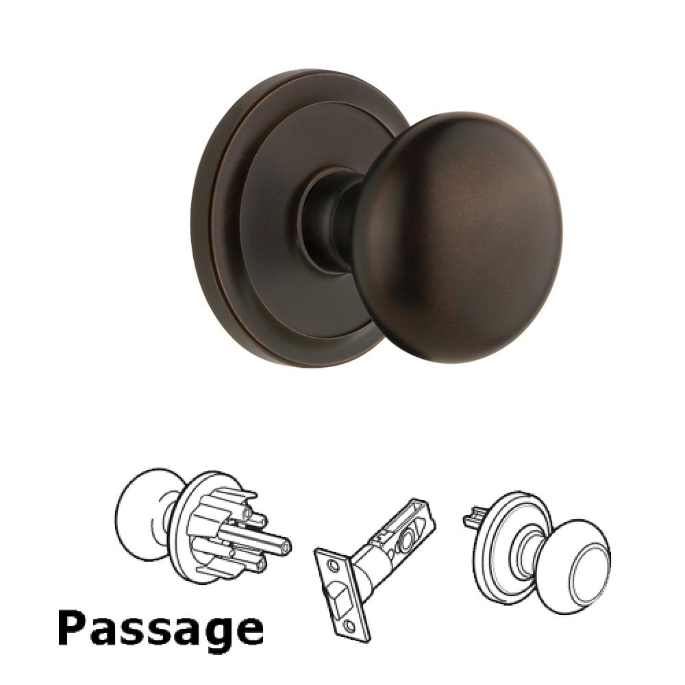 Grandeur Circulaire Rosette Passage with Fifth Avenue Knob in Timeless Bronze