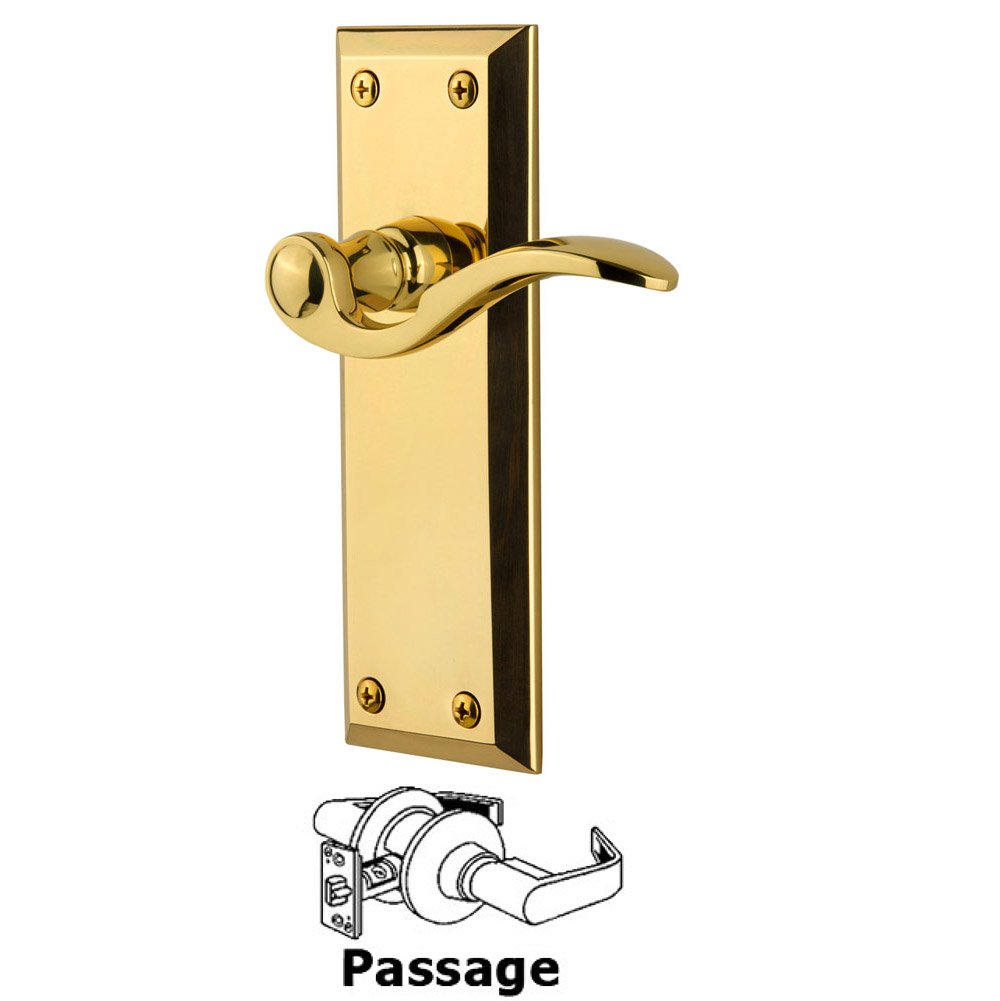 Passage Fifth Avenue Plate with Bellagio Right Handed Lever in Lifetime Brass