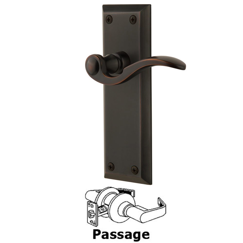 Passage Fifth Avenue Plate with Bellagio Right Handed Lever in Timeless Bronze