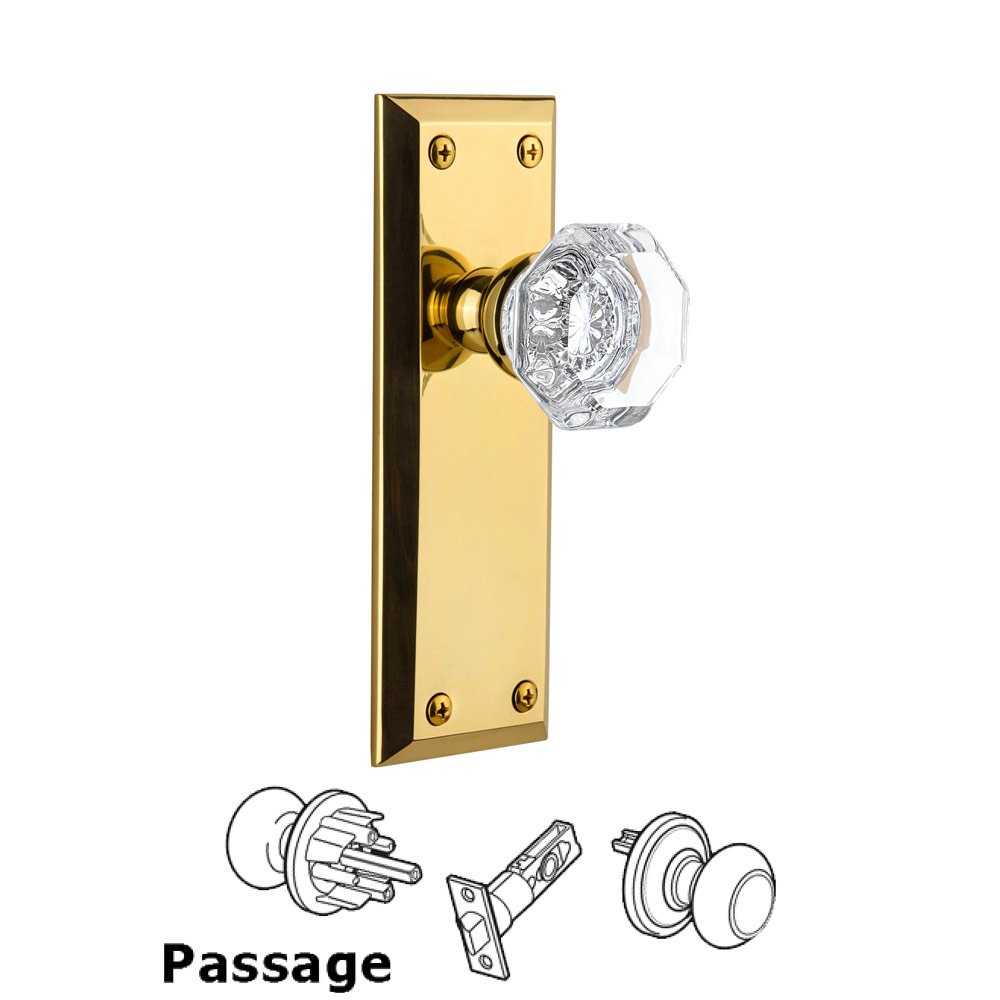 Grandeur Fifth Avenue Plate Passage with Chambord Knob in Lifetime Brass