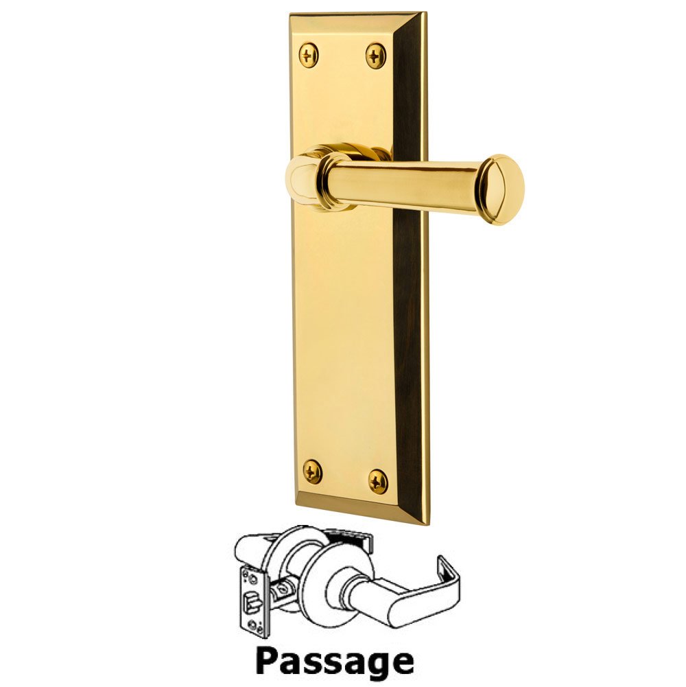 Passage Fifth Avenue Plate with Georgetown Left Handed Lever in Lifetime Brass