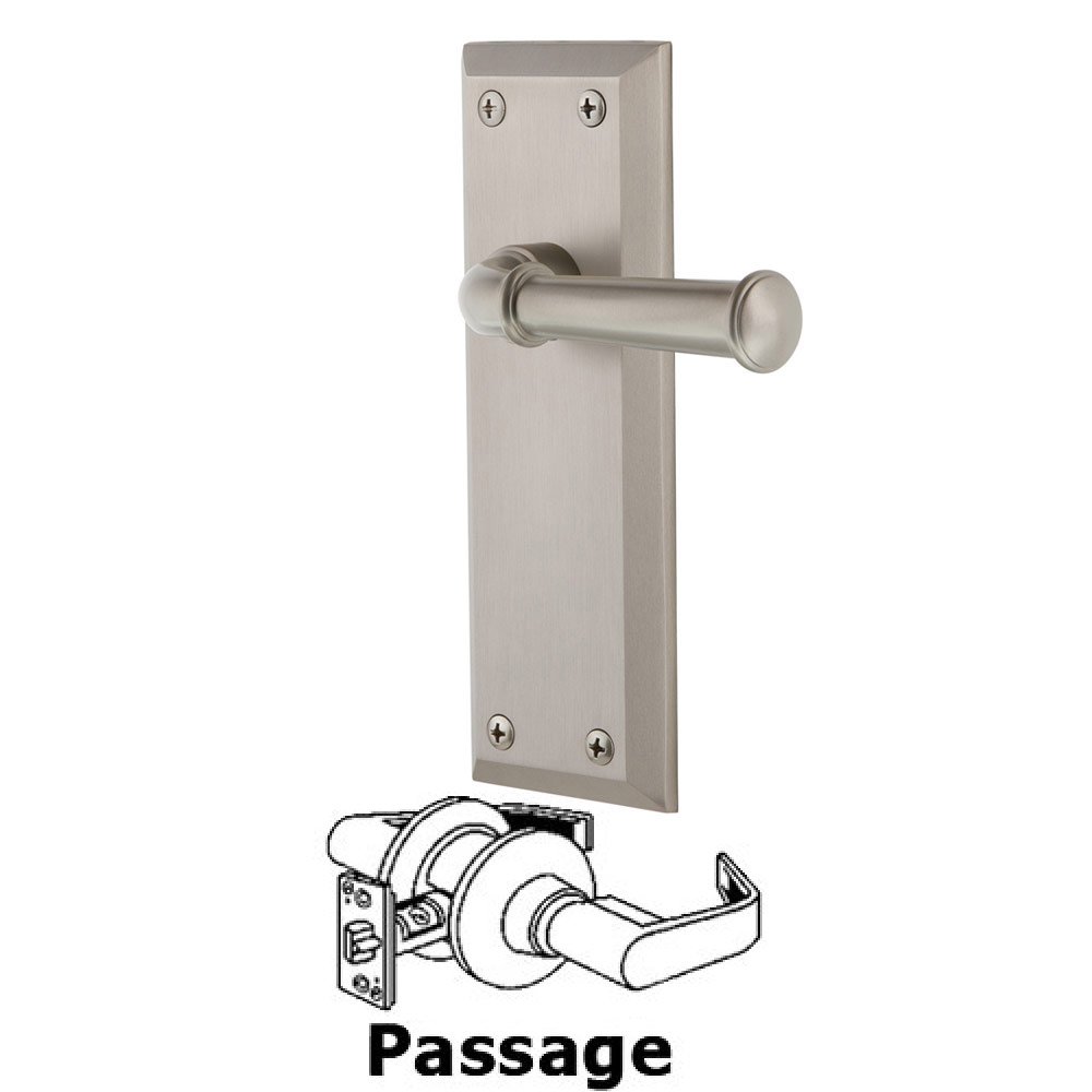 Passage Fifth Avenue Plate with Georgetown Right Handed Lever in Satin Nickel