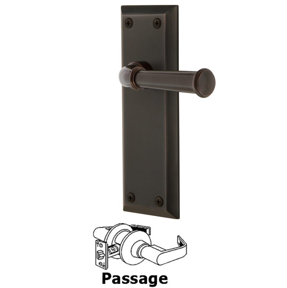 Passage Fifth Avenue Plate with Georgetown Left Handed Lever in Timeless Bronze