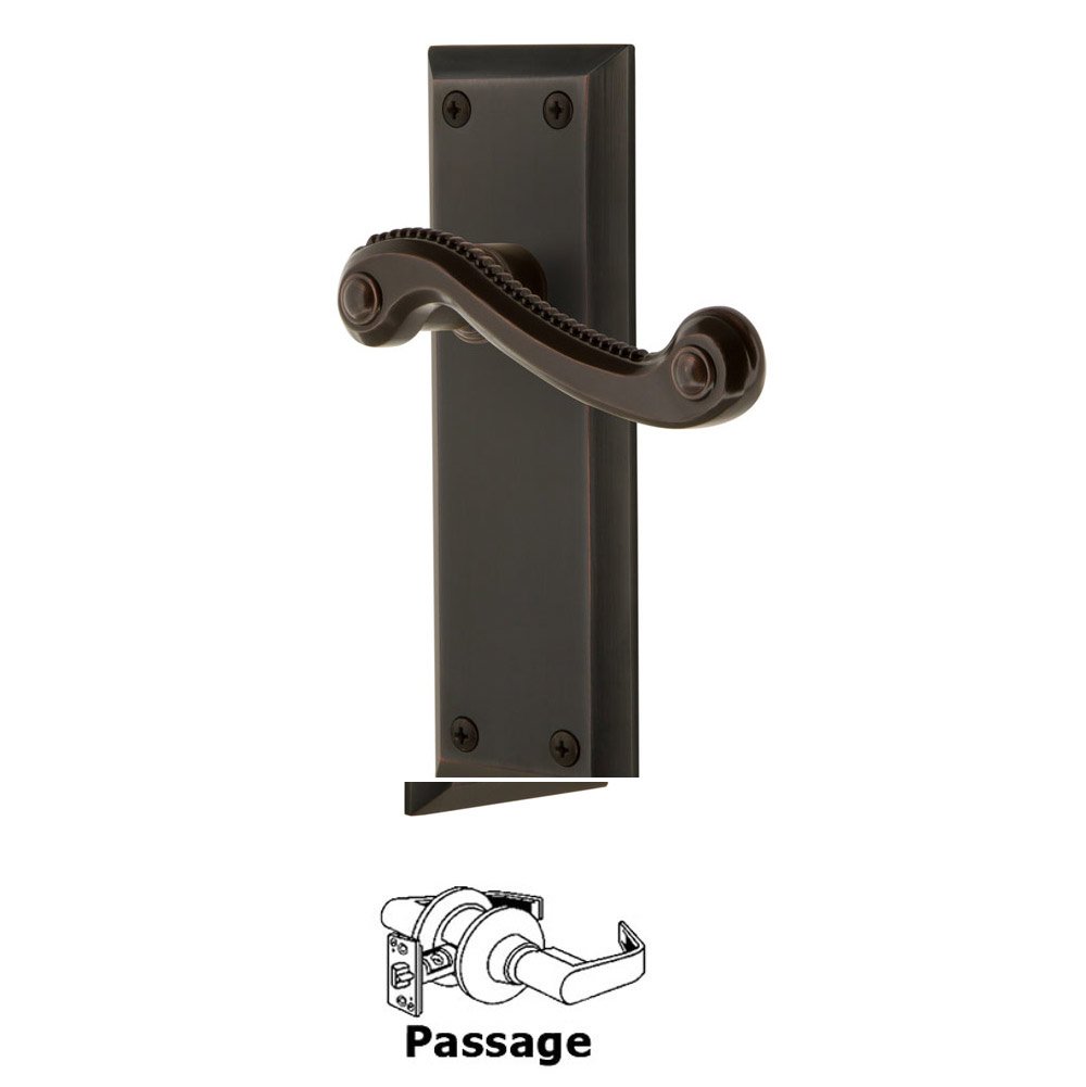Passage Fifth Avenue Plate with Newport Left Handed Lever in Timeless Bronze