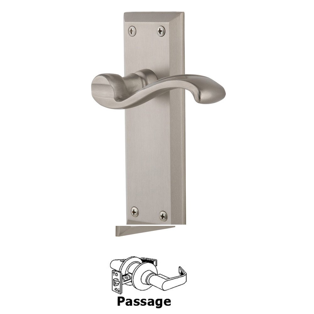 Passage Fifth Avenue Plate with Portofino Right Handed Lever in Satin Nickel