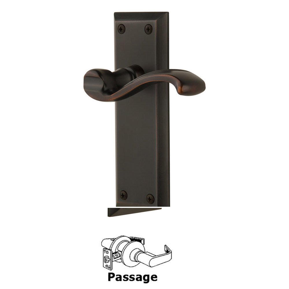 Passage Fifth Avenue Plate with Portofino Right Handed Lever in Timeless Bronze