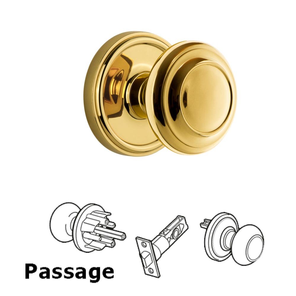 Grandeur Georgetown Plate Passage with Circulaire Knob in Polished Brass