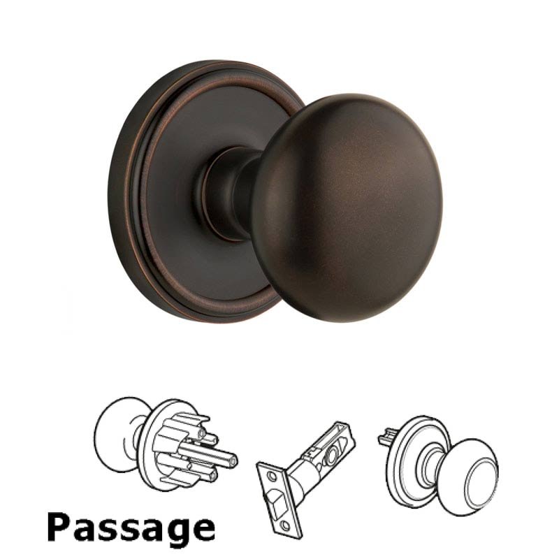 Grandeur Georgetown Plate Passage with Fifth Avenue Knob in Timeless Bronze