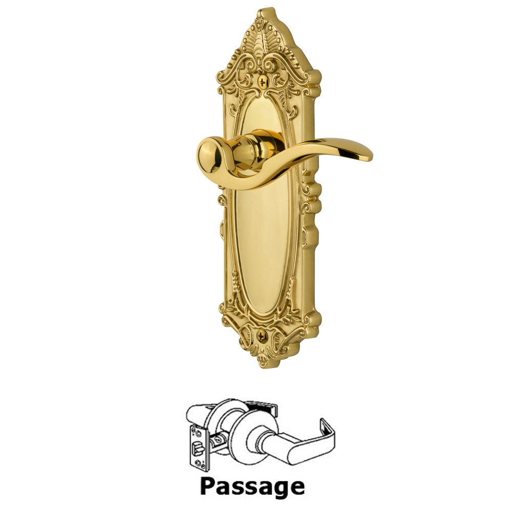 Grandeur Grande Victorian Plate Passage with Bellagio Lever in Polished Brass