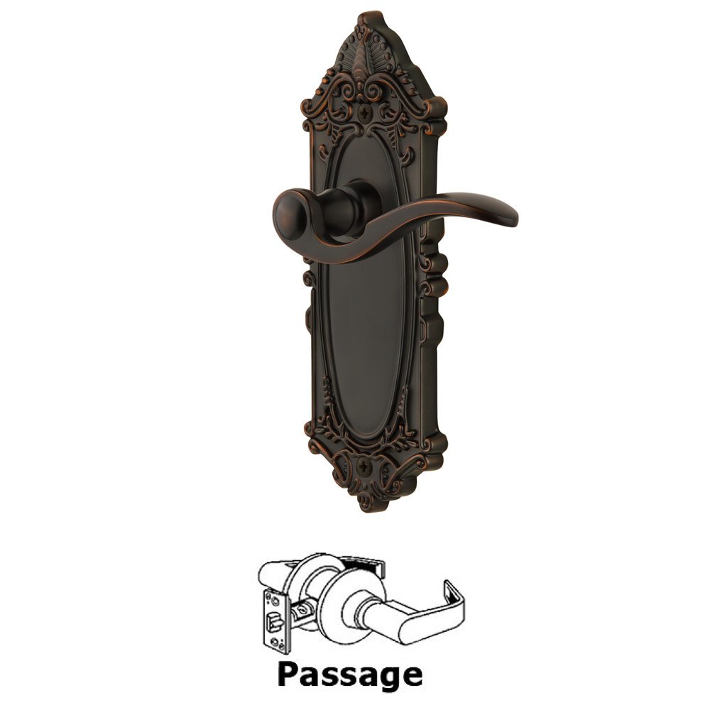 Grandeur Grande Victorian Plate Passage with Bellagio Lever in Timeless Bronze