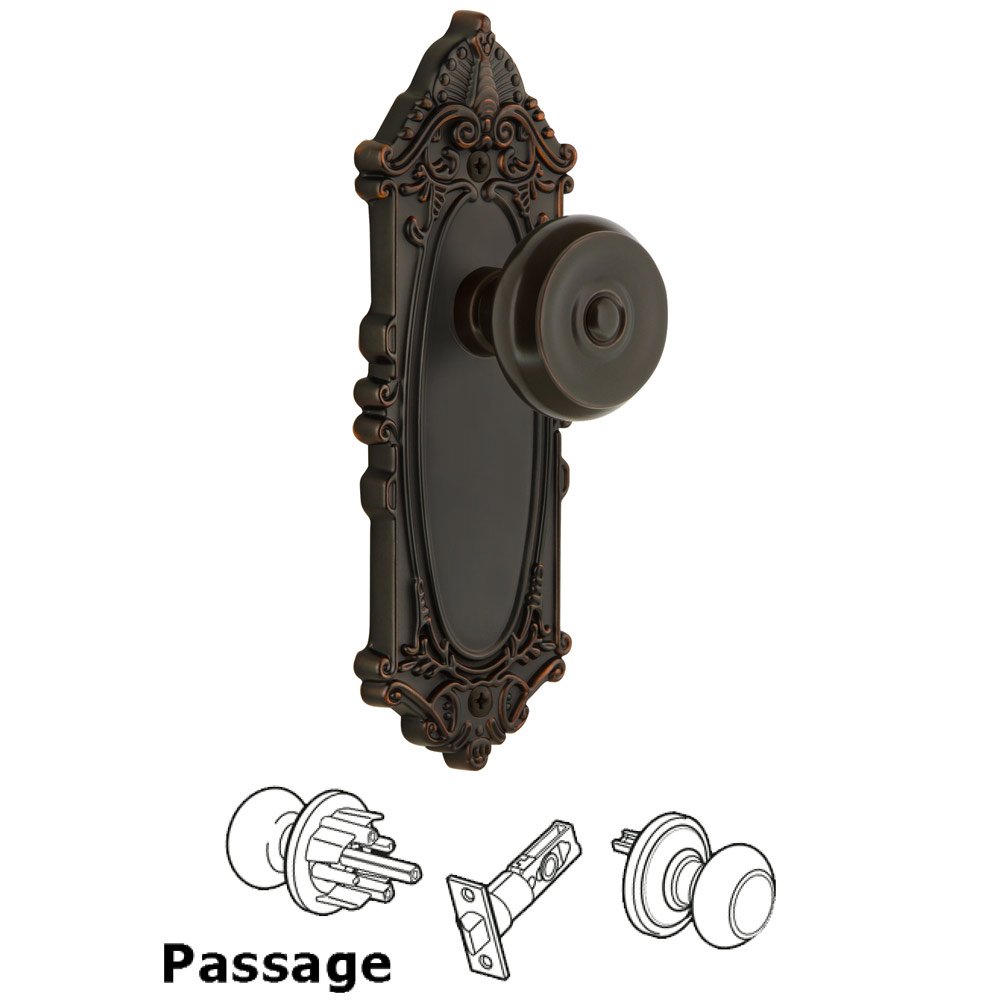 Grandeur Grande Victorian Plate Passage with Bouton Knob in Timeless Bronze