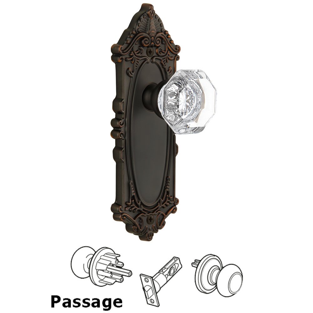 Grandeur Grande Victorian Plate Passage with Chambord Knob in Timeless Bronze