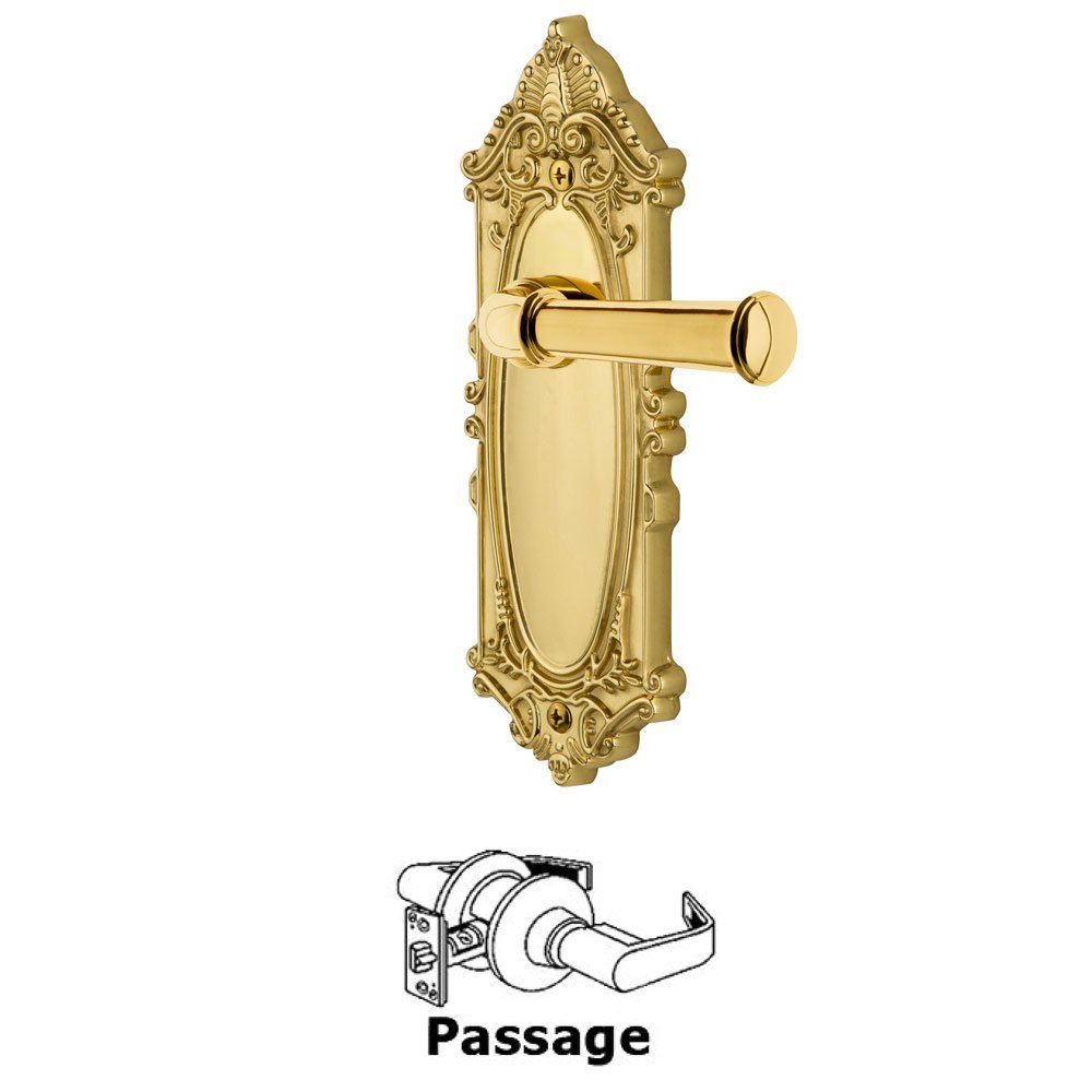 Grandeur Grande Victorian Plate Passage with Georgetown Lever in Polished Brass