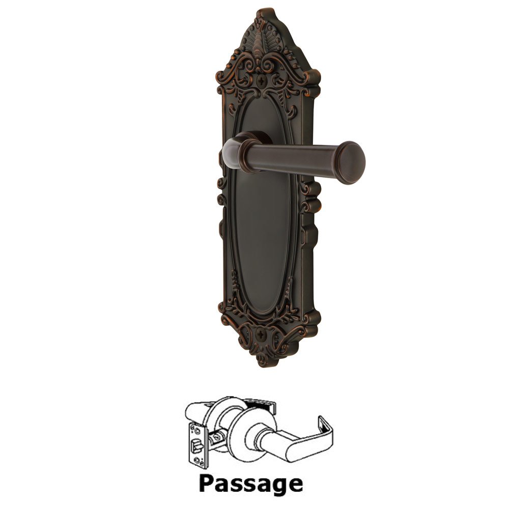 Grandeur Grande Victorian Plate Passage with Georgetown Lever in Timeless Bronze