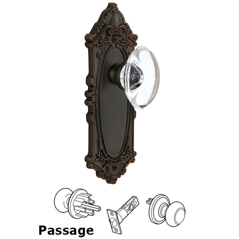 Grandeur Grande Victorian Plate Passage with Provence Knob in Timeless Bronze