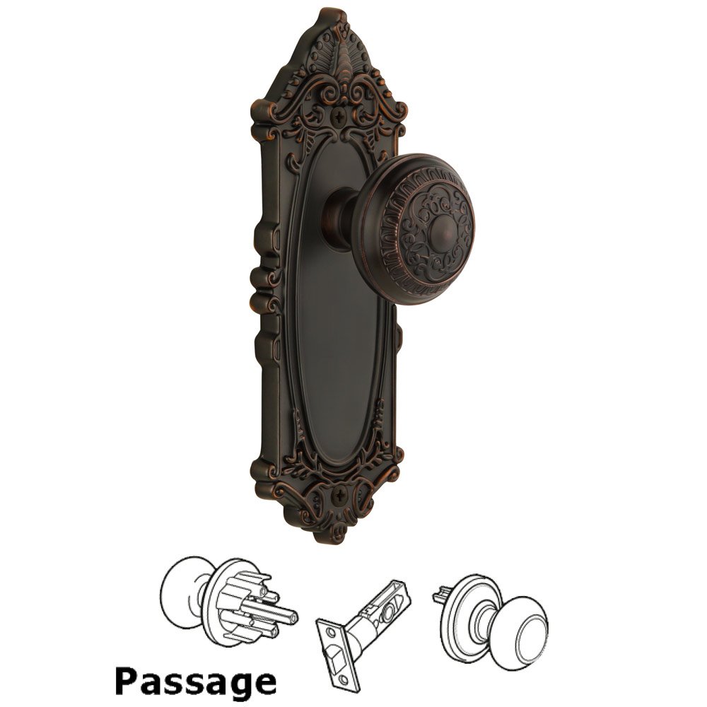 Grandeur Grande Victorian Plate Passage with Windsor Knob in Timeless Bronze