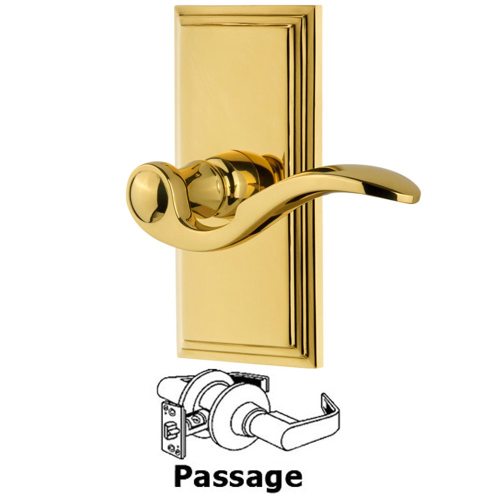 Passage Carre Plate with Bellagio Left Handed Lever in Lifetime Brass