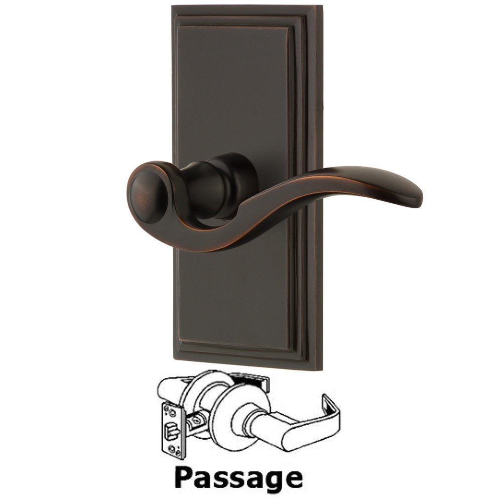 Passage Carre Plate with Bellagio Left Handed Lever in Timeless Bronze