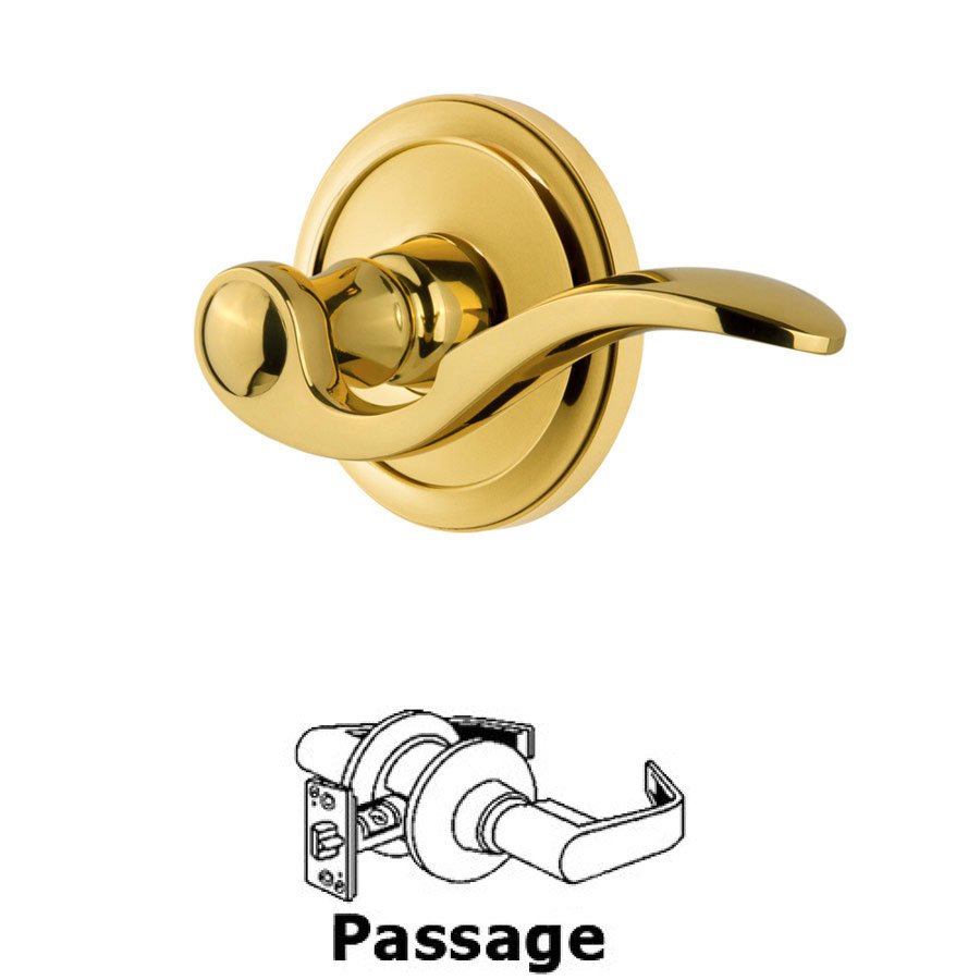 Passage Circulaire Rosette with Bellagio Left Handed Lever in Polished Brass