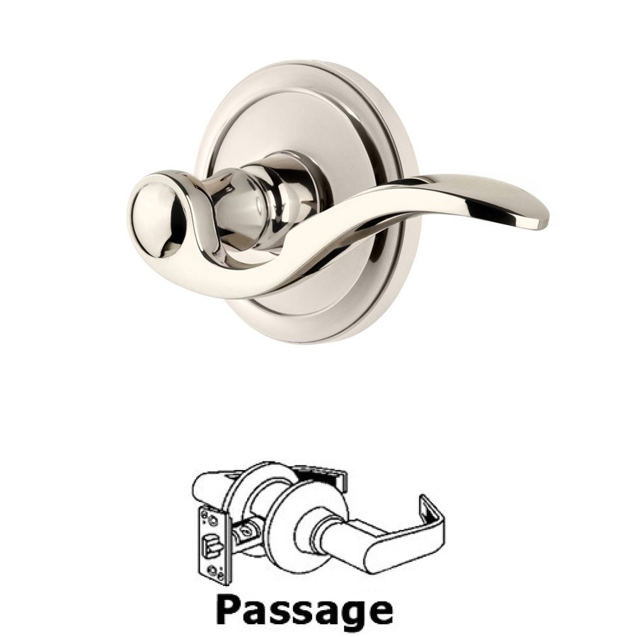 Passage Circulaire Rosette with Bellagio Left Handed Lever in Polished Nickel