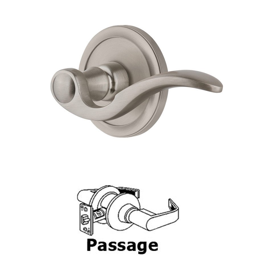 Passage Circulaire Rosette with Bellagio Left Handed Lever in Satin Nickel
