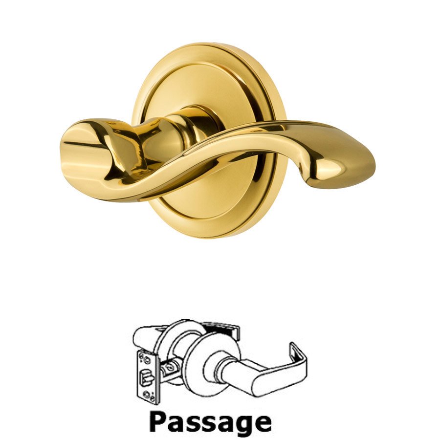 Passage Circulaire Rosette with Portofino Left Handed Lever in Lifetime Brass