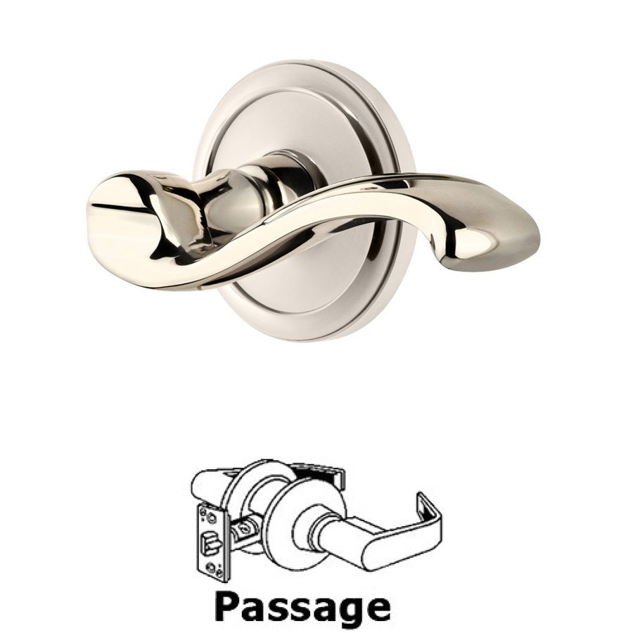 Passage Circulaire Rosette with Portofino Left Handed Lever in Polished Nickel