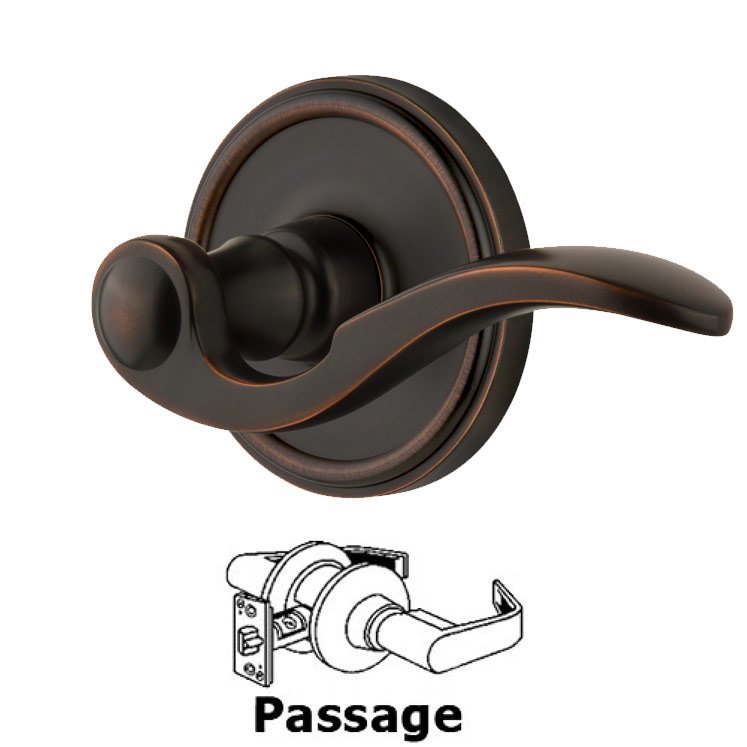 Passage Georgetown Rosette with Bellagio Left Handed Lever in Timeless Bronze