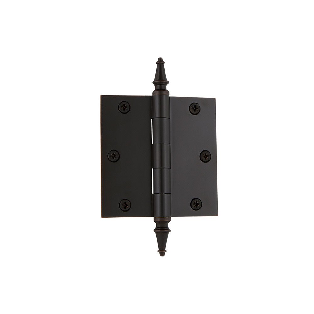 3 1/2" Steeple Tip Residential Hinge with Square Corners in Timeless Bronze