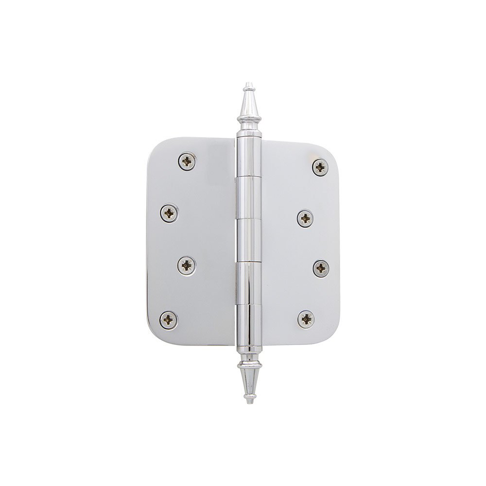 4" Steeple Tip Residential Hinge with 5/8" Radius Corners in Bright Chrome