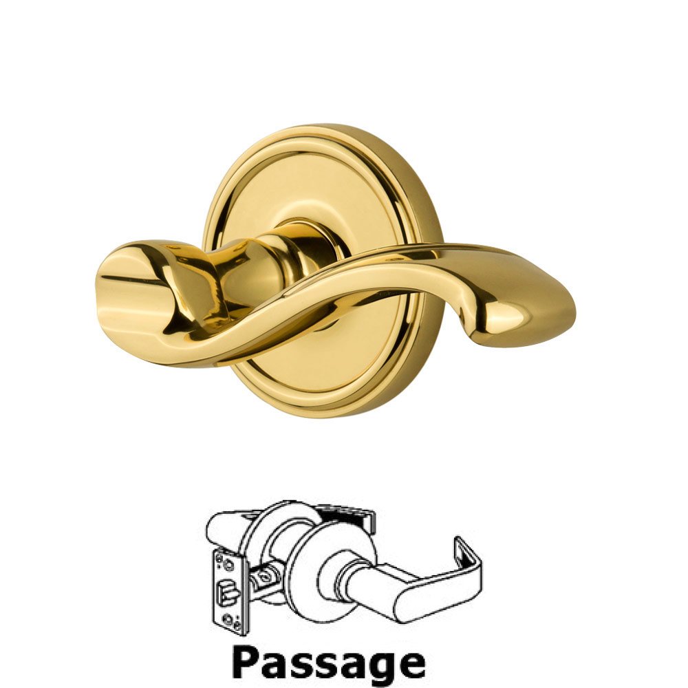 Passage Georgetown Rosette with Portofino Left Handed Lever in Lifetime Brass