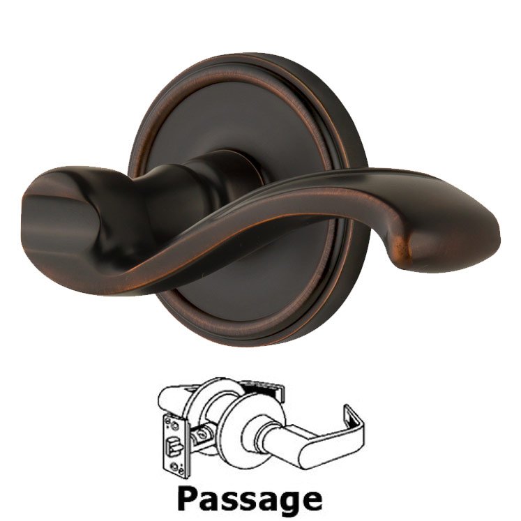 Passage Georgetown Rosette with Portofino Left Handed Lever in Timeless Bronze