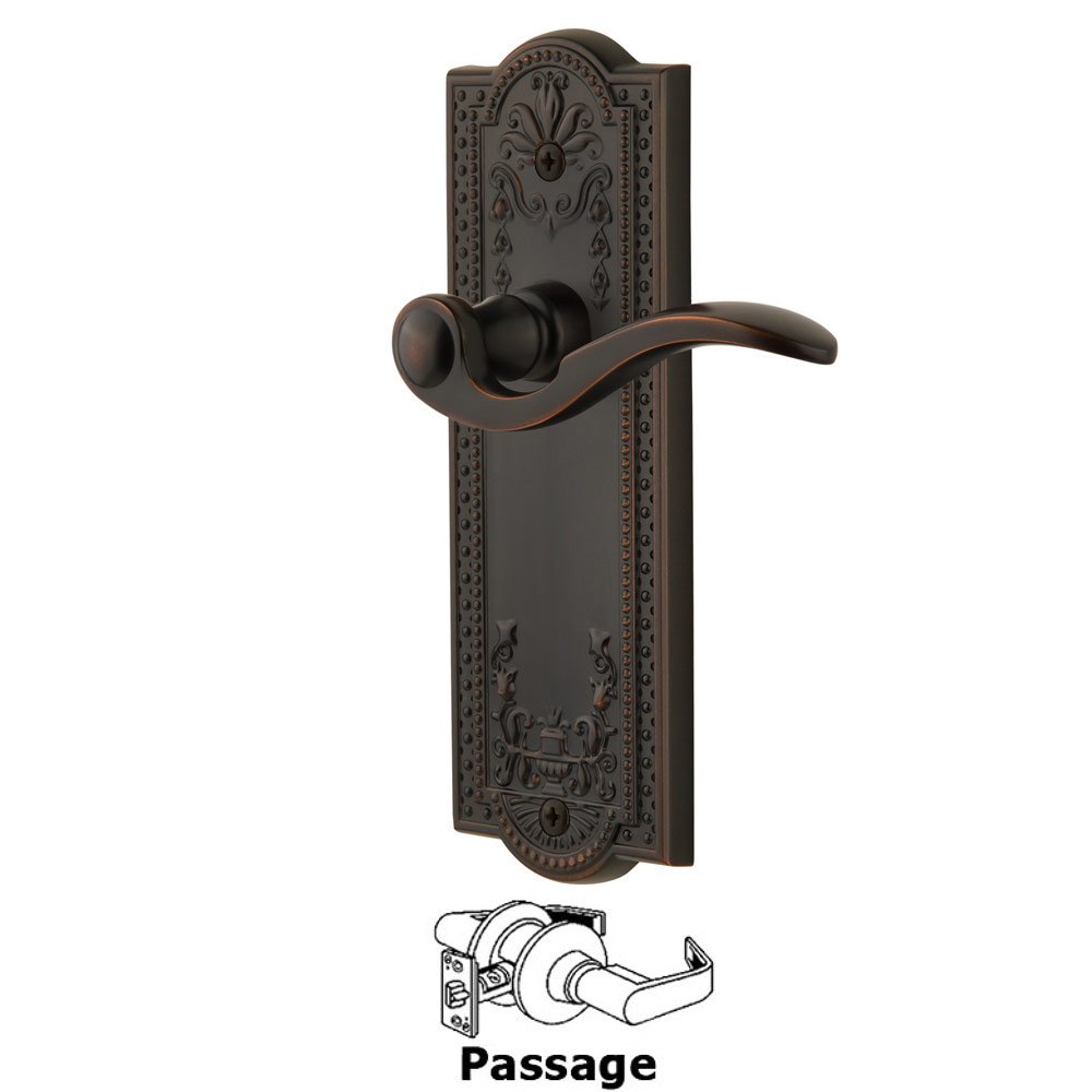 Passage Parthenon Plate with Bellagio Left Handed Lever in Timeless Bronze