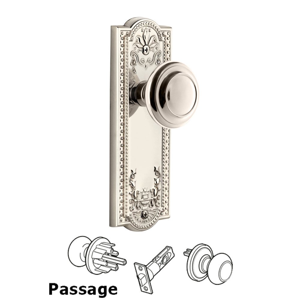 Grandeur Parthenon Plate Passage with Circulaire Knob in Polished Nickel