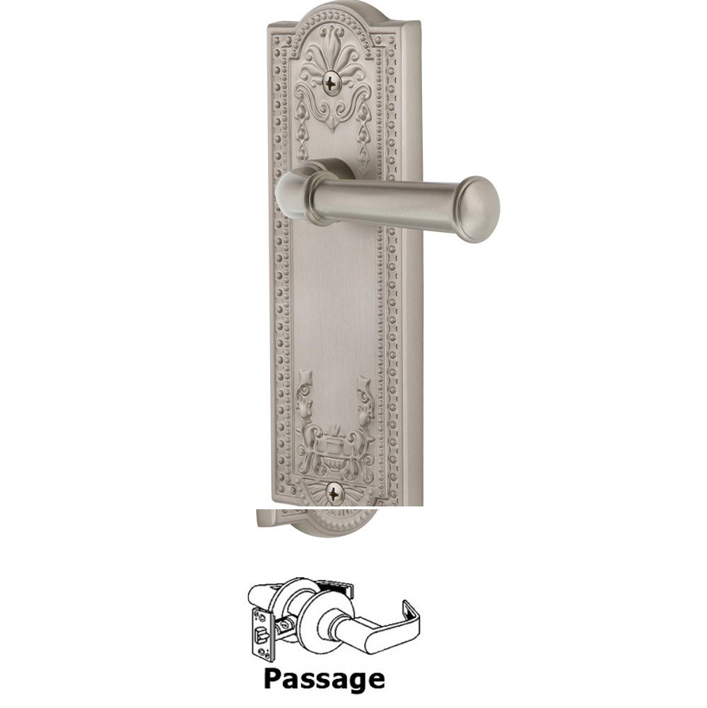 Passage Parthenon Plate with Georgetown Left Handed Lever in Satin Nickel