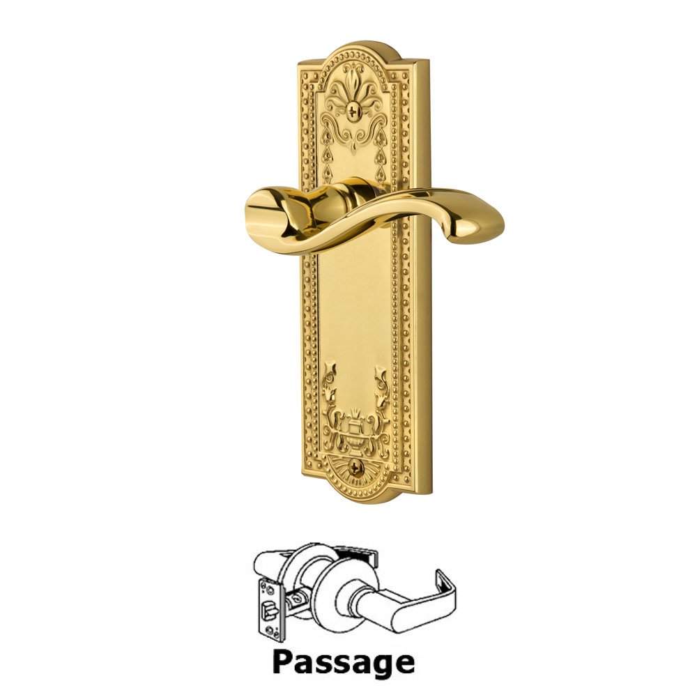 Passage Parthenon Plate with Portofino Right Handed Lever in Lifetime Brass