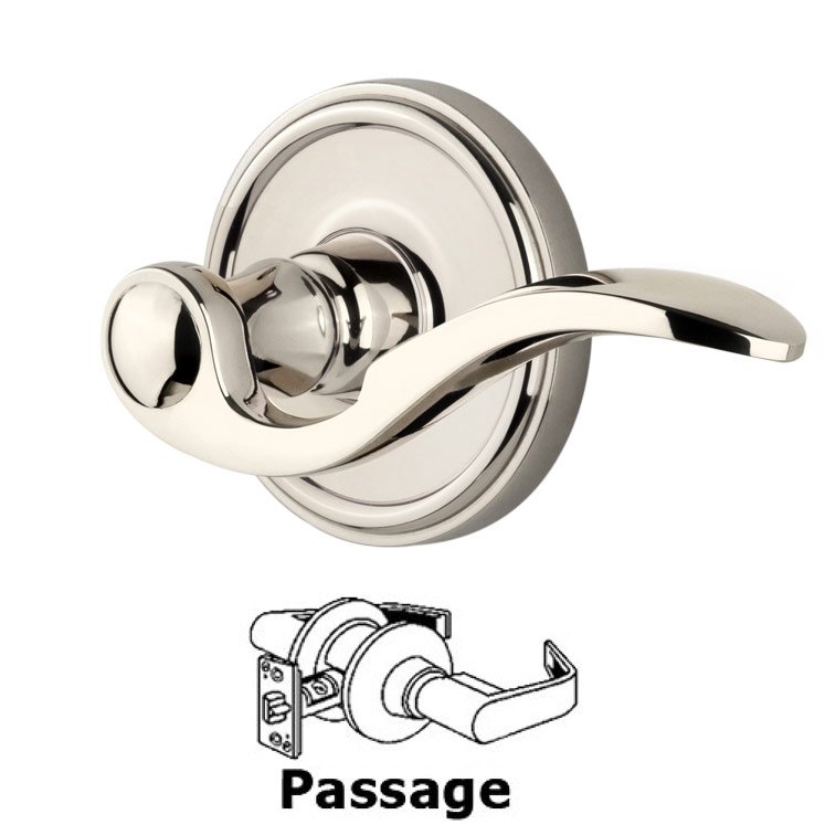 Passage Georgetown Rosette with Bellagio Right Handed Lever in Polished Nickel