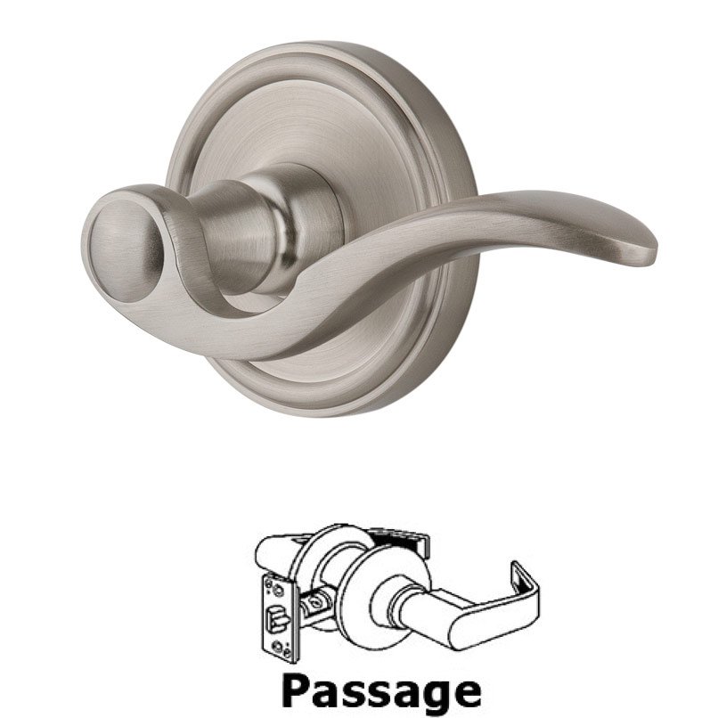 Passage Georgetown Rosette with Bellagio Right Handed Lever in Satin Nickel