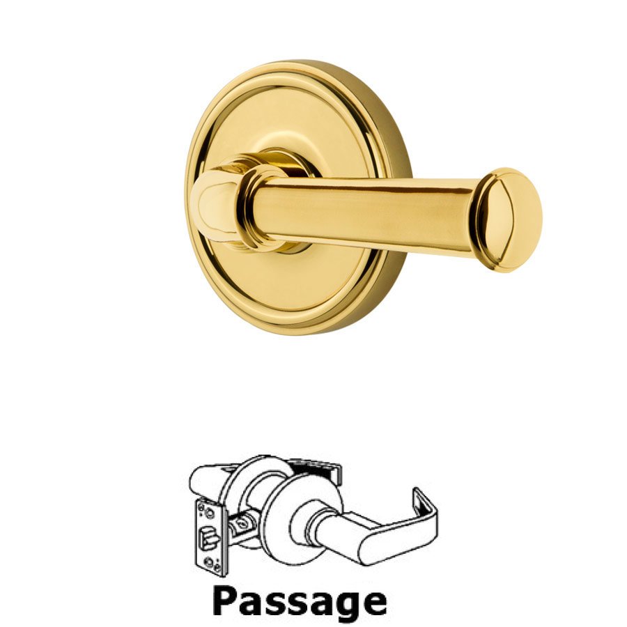 Passage Georgetown Rosette with Georgetown Left Handed Lever in Lifetime Brass