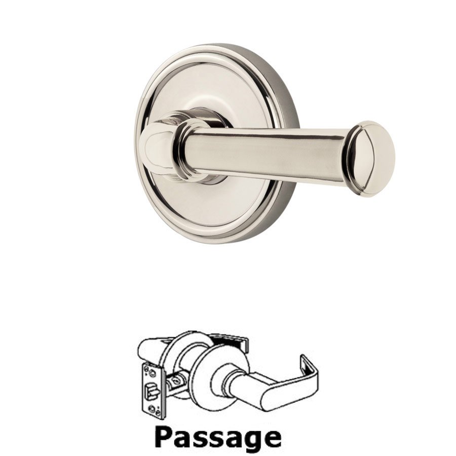 Passage Georgetown Rosette with Georgetown Right Handed Lever in Polished Nickel