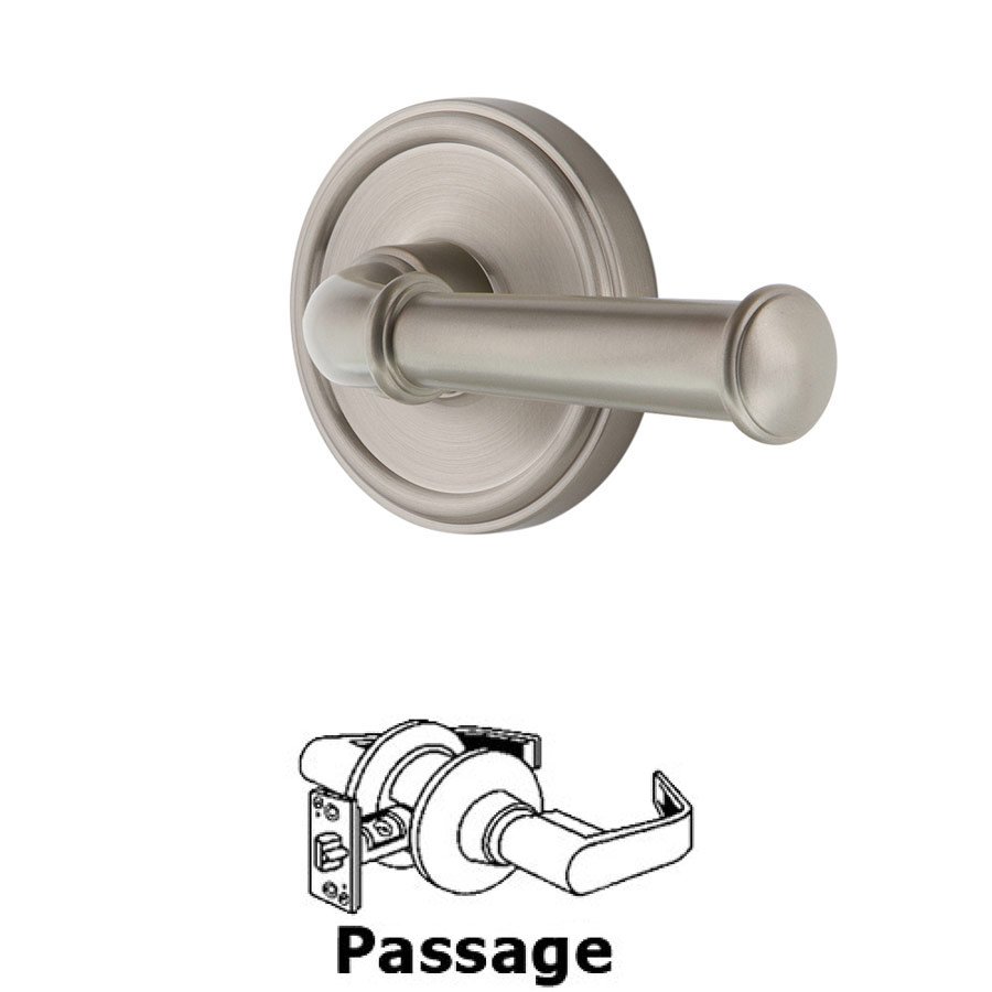 Passage Georgetown Rosette with Georgetown Right Handed Lever in Satin Nickel