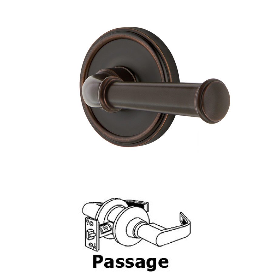 Passage Georgetown Rosette with Georgetown Right Handed Lever in Timeless Bronze