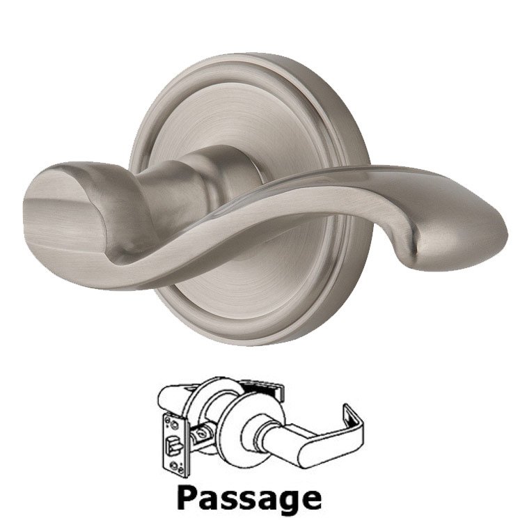 Passage Georgetown Rosette with Portofino Right Handed Lever in Satin Nickel