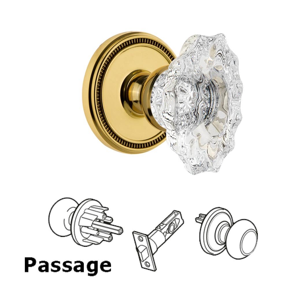 Soleil Rosette Passage with Biarritz Crystal Knob in Lifetime Brass