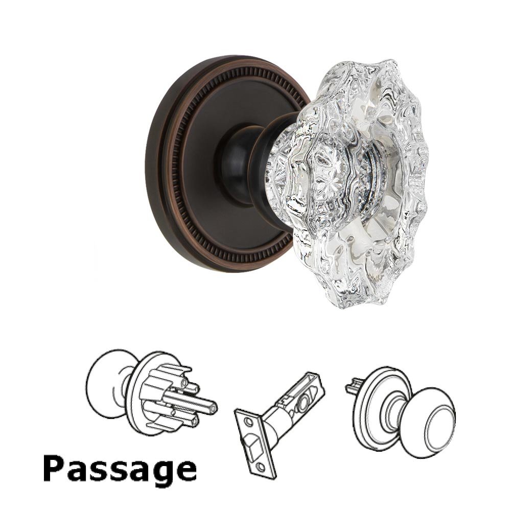Soleil Rosette Passage with Biarritz Crystal Knob in Timeless Bronze